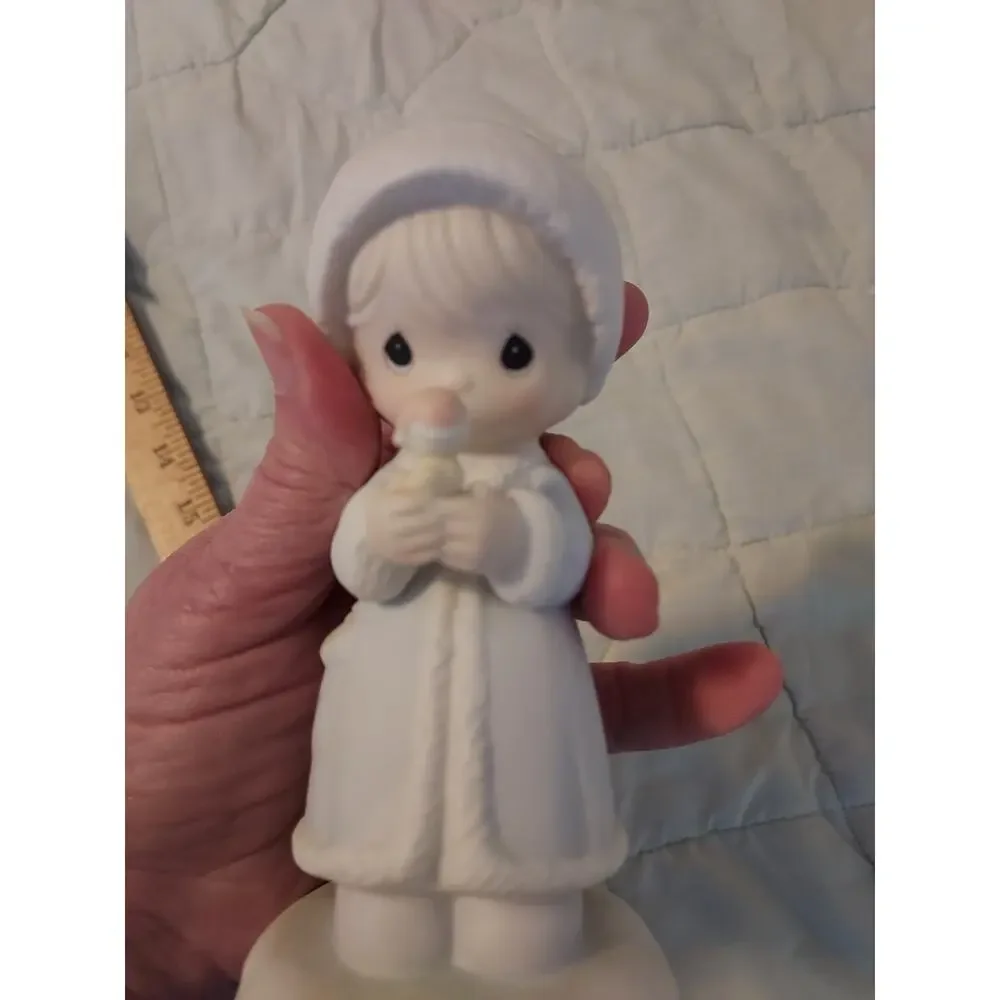 Precious Moments Figurine - May your Christmas By Merry 1991 EUC (# on coat)